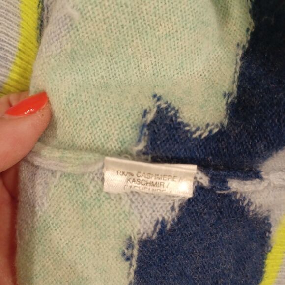 Brodie Cashmere Cora Camo Jumper  Blue Mist Long Sleeve Crew Neck Sweater XS - Picture 6 of 7